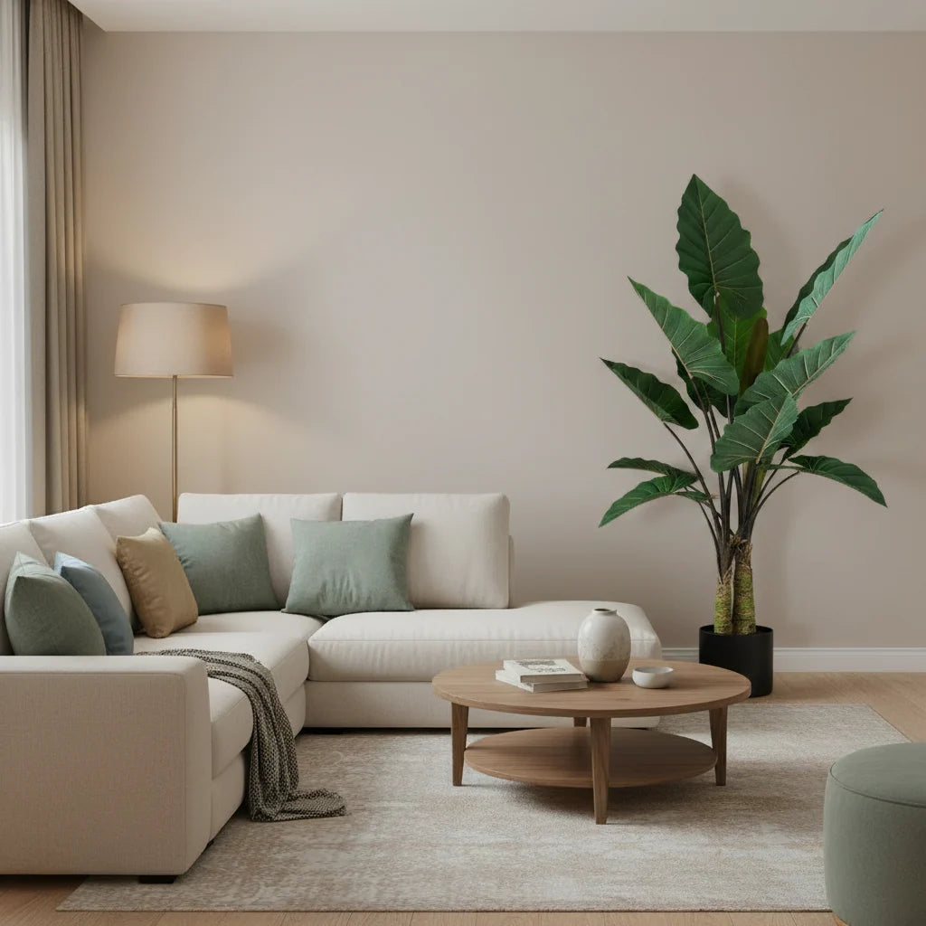 Decoratiune Strelitzia, 3 trunchiuri, Plastic, 160 cm, Verde