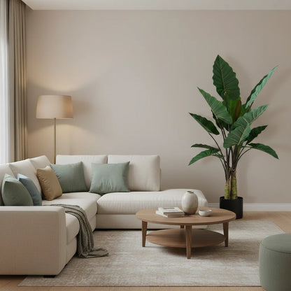 Decoratiune Strelitzia, 3 trunchiuri, Plastic, 160 cm, Verde