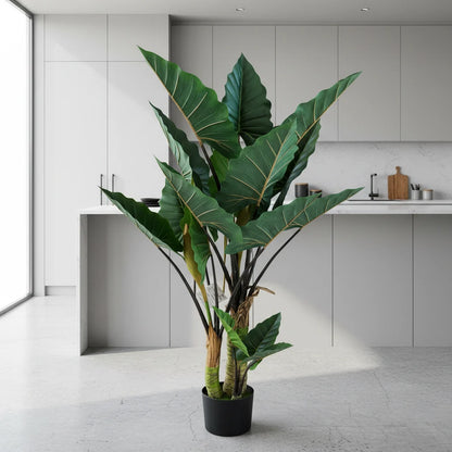 Decoratiune Strelitzia, 3 trunchiuri, Plastic, 160 cm, Verde