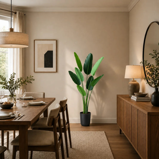 Decoratiune Strelitzia Nicolai, 150 cm, 10 frunze, Verde
