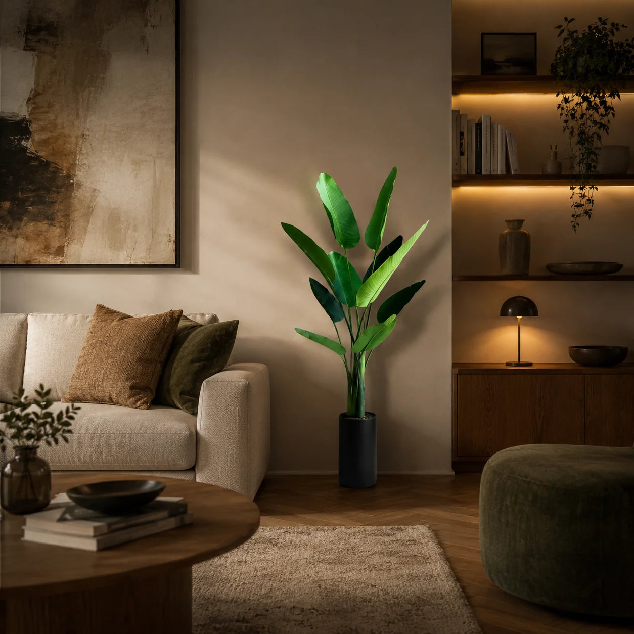 Decoratiune Strelitzia Nicolai, 150 cm, 10 frunze, Verde