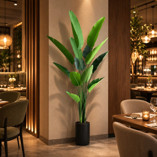 Decoratiune Strelitzia Nicolai, 180 cm, 13 frunze, Verde