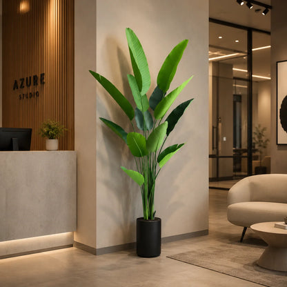 Decoratiune Strelitzia Nicolai, 180 cm, 13 frunze, Verde