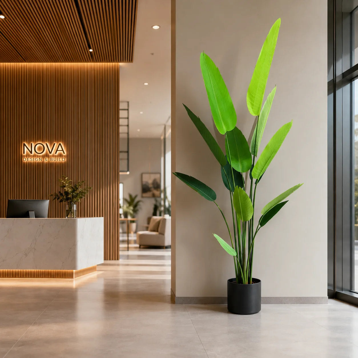 Decoratiune Strelitzia Nicolai, 250 cm, Verde