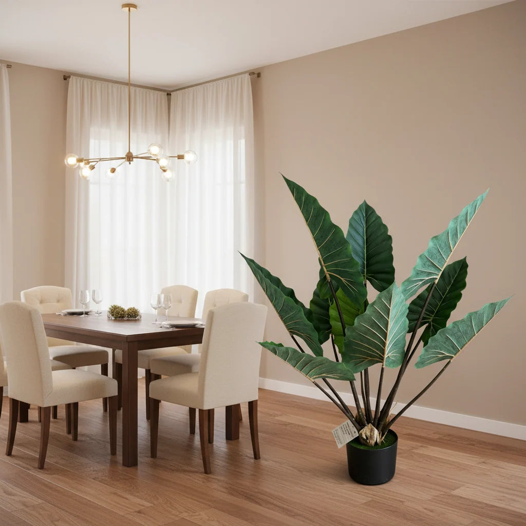 Decoratiune Strelitzia, Plastic, 100 cm, Verde