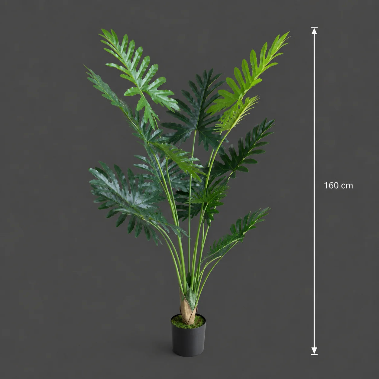 Decoratiune Thaumatophyllum Bipinnatifidum, 10 frunze, Plastic, 160 cm, Verde