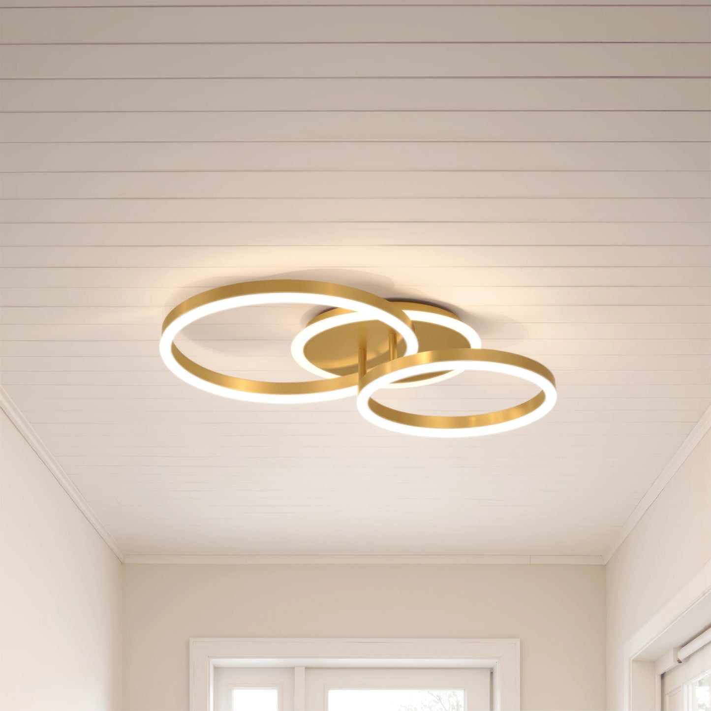 Lustra LED cu Telecomanda Elisabeth 120W Dimabila Alb Auriu