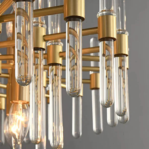 Candelabru Cristal CC850/480GD ,6xE14, 48X45cm, Inaltime Reglabila, Auriu Lucios, Inaltime Reglabila, Design Elegant, Metal si Cristal