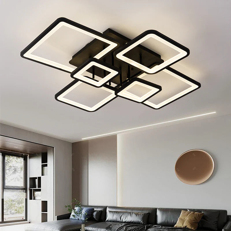 Lustra LED Mira cu Telecomanda, 114W, Dimabila, Negru