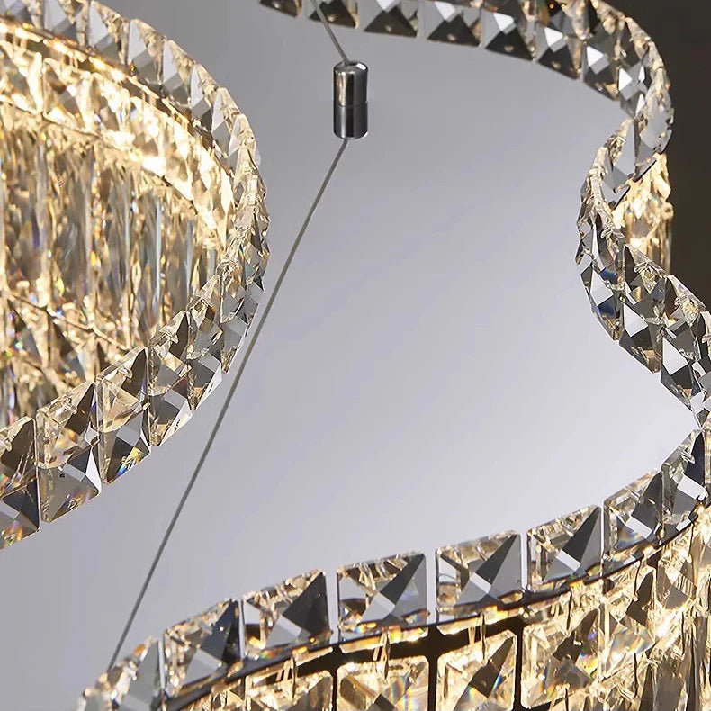 Candelabru Cristal LED cu Telecomanda WAVE Imperio, 100cm, Crom Lucios, Lumina Calda/Rece/Neutra, Inaltime Reglabila, Lumina Dimabila, Metal si Cristal