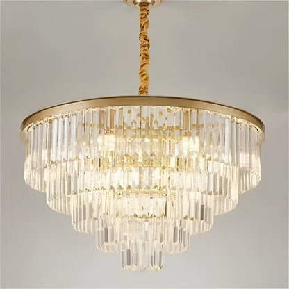 Candelabru Cristal CHAMBORD Eleganza 8xE14, Diametru 48cm, Auriu Mat, Inaltime Reglabila