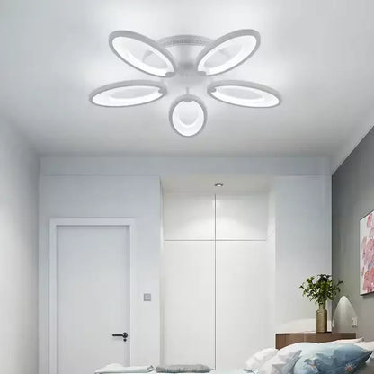 Lustra LED cu Telecomanda SUNFLOWER 54W 5 Elemente Lumina Rece/Calda/Neutra Dimabila Alb