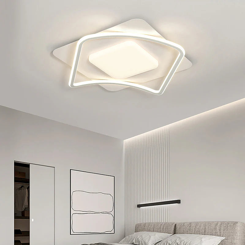 Lustra LED cu telecomanda MODERNO 106W, 2 Patrate, lumina Rece/Calda/Neutra, Dimabila, Alb