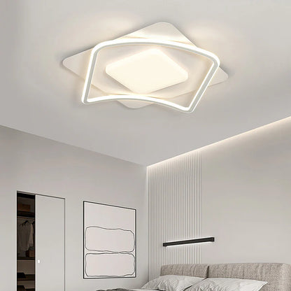 Lustra LED cu telecomanda MODERNO 106W, 2 Patrate, lumina Rece/Calda/Neutra, Dimabila, Alb