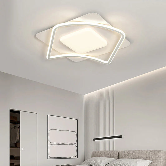 Lustra LED cu telecomanda MODERNO 106W, 2 Patrate, lumina Rece/Calda/Neutra, Dimabila, Alb