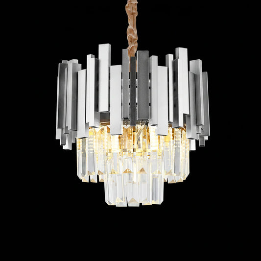 Candelabru Cristal BLOIS Petito 3xE14, Diametru 30cm, Argintiu, Inaltime Reglabila