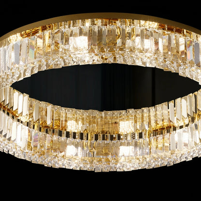 Lustra LED cu telecomanda si cristal VERTUS 18W, 30cm, Cerc, lumina Rece/Calda/Neutra, Dimabila, Auriu