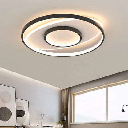 Lustra LED cu telecomanda FIGURATO, 120W, 3 Cercuri, lumina Rece/Calda/Neutra, Dimabila, Negru