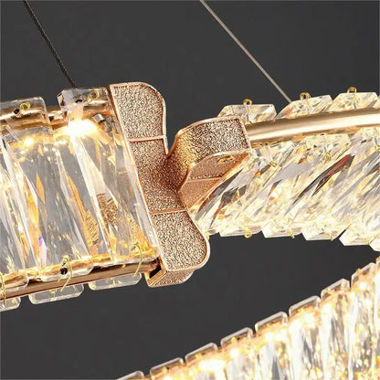 Lustra LED PRISM Regal, Auriu, Metal si Cristal, Dimabila, Inaltime Reglabila, Design Elegant, Lumina Rece/Calda/Neutra