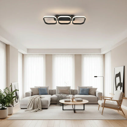 Lustra LED VERTEX Grid Patrate Paralele, 32W, 3 Patrate Lumina Rece/Calda/Neutra, Negru