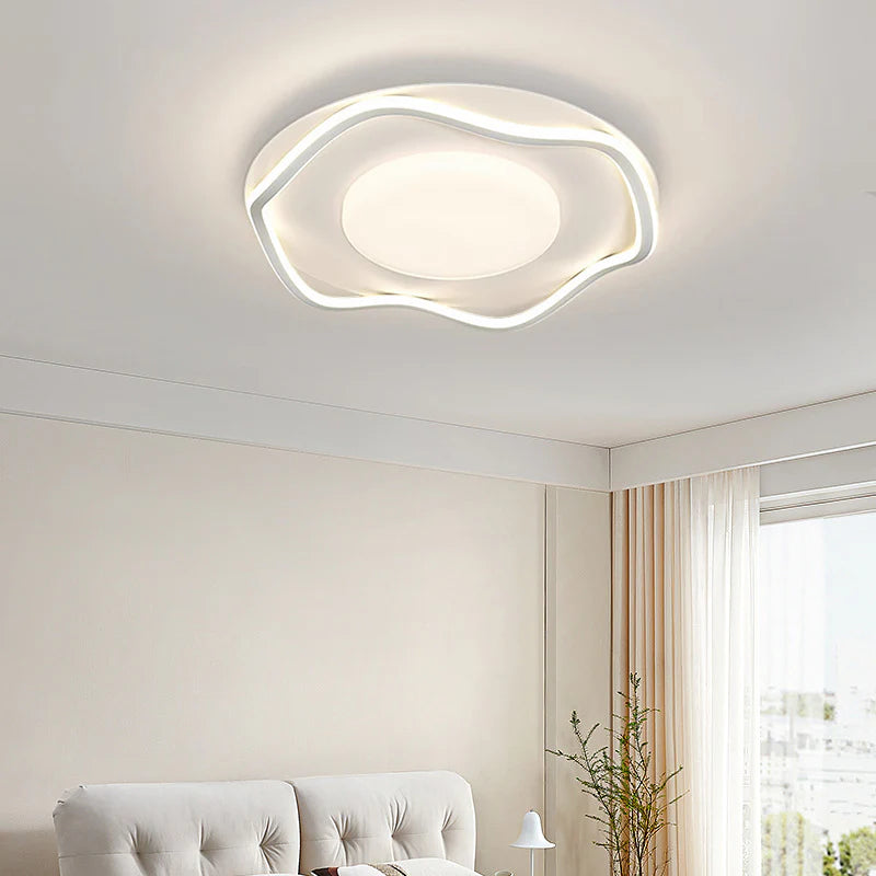Lustra LED cu telecomanda MODERNO 75W, 2 Cercuri, lumina Rece/Calda/Neutra, Dimabila, Alb
