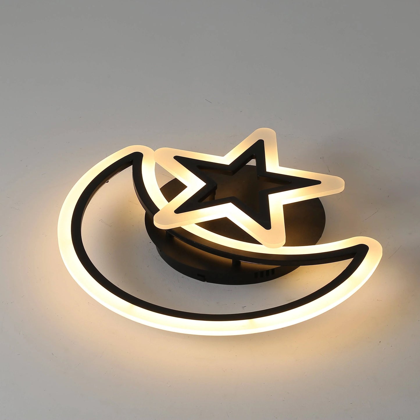 Lustra LED cu Telecomanda Luna si Stea 78W Lumina Rece/Calda/Neutra Dimabila Negru