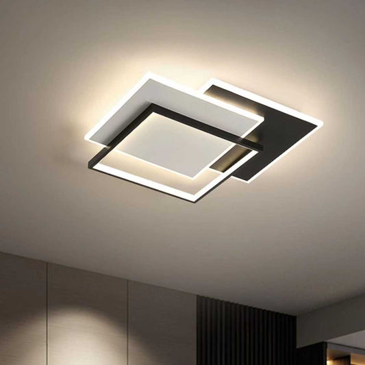 Lustra LED cu telecomanda CHIARA 102W, 3 Patrate, lumina Rece/Calda/Neutra, Dimabila, Negru – lustră LED, culoare neagră