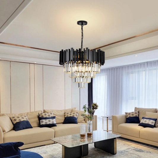 Candelabru Cristal BLOIS 10x E27 Negru Auriu – culoare aurie, culoare neagră – RegalStore, iluminat interior