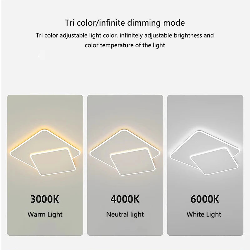Lustra LED cu telecomanda FUTURA LUMINA 98W, 2 Patrate, lumina Rece/Calda/Neutra, Dimabila, Alb
