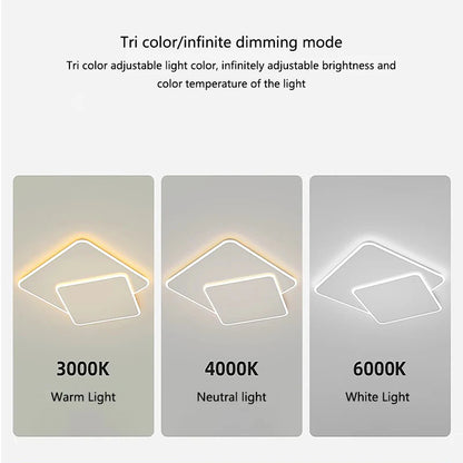 Lustra LED cu telecomanda FUTURA LUMINA 98W, 2 Patrate, lumina Rece/Calda/Neutra, Dimabila, Alb