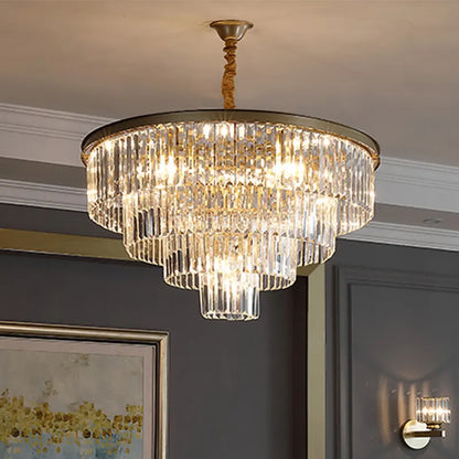 Candelabru Cristal CHAMBORD Nobile 5xE14, Diametru 38cm, Auriu Mat, Inaltime Reglabila