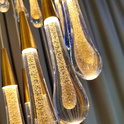 Candelabru Cristal LED 60W Iustinian Diametru 60cm Auriu
