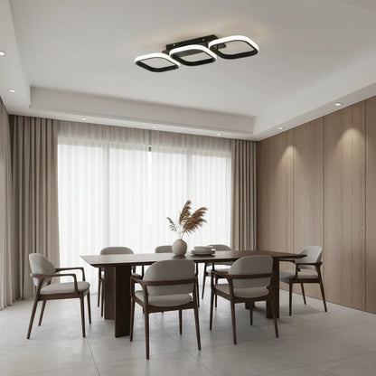 Lustra LED VERTEX Grid Patrate Paralele, 32W, 3 Patrate Lumina Rece/Calda/Neutra, Negru