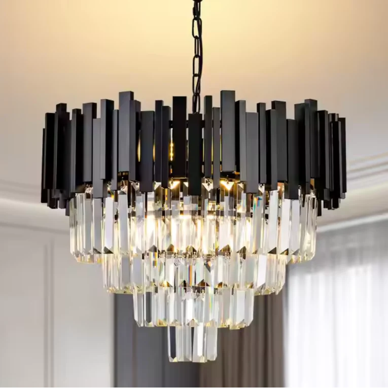 Candelabru Cristal BLOIS 10x E27 Negru Auriu