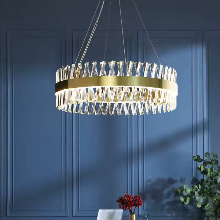 Candelabru LED CASERTA cu Telecomanda, 68W, Dimabil, 3000K/4000K/6000K,Diametru 60cm, Auriu