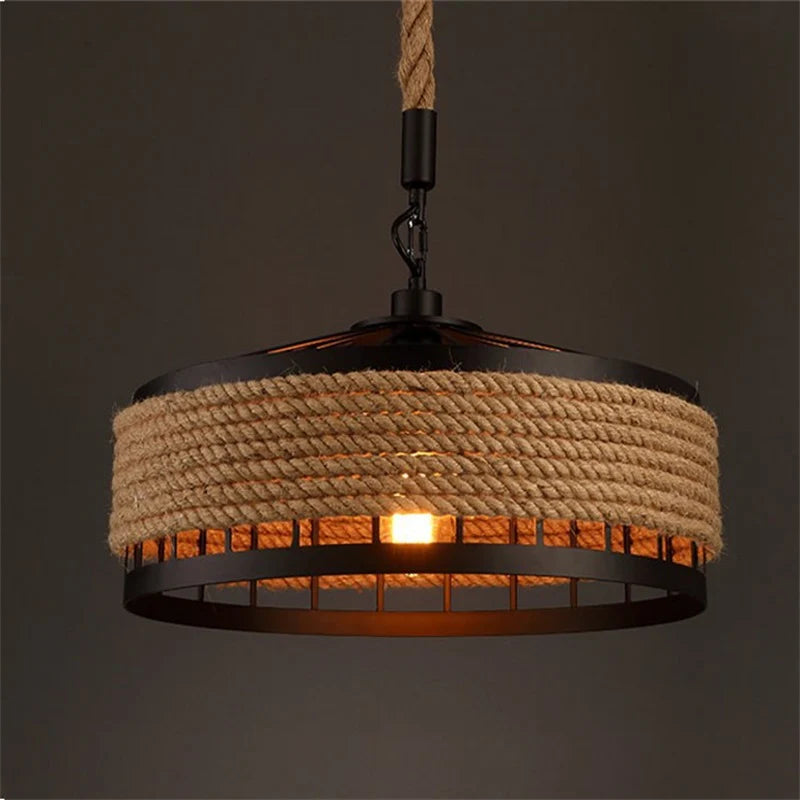 Lustra Vintage LV300/300BK, 1xE27, Rustic Barn, Sfoara si Metal, 150cm, Negru