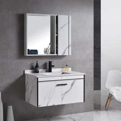 Set Mobilier pentru Baie 80x48cm 3 Piese Negru Alb