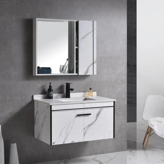 Set Mobilier pentru Baie 80x48cm 3 Piese Negru Alb