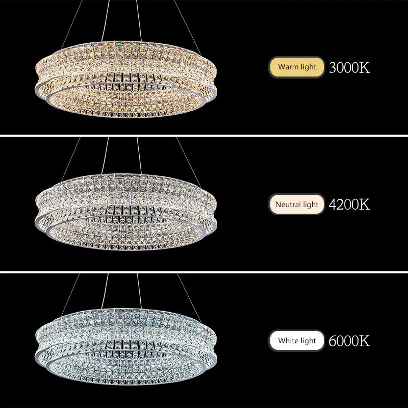 Lustra LED cu Telecomanda, LLC160/750X350CH, Cristal si Metal, 71W, Dimabila, Inaltime Reglabila, Lumina Rece/Calda/Neutra, Iluminat Luxos