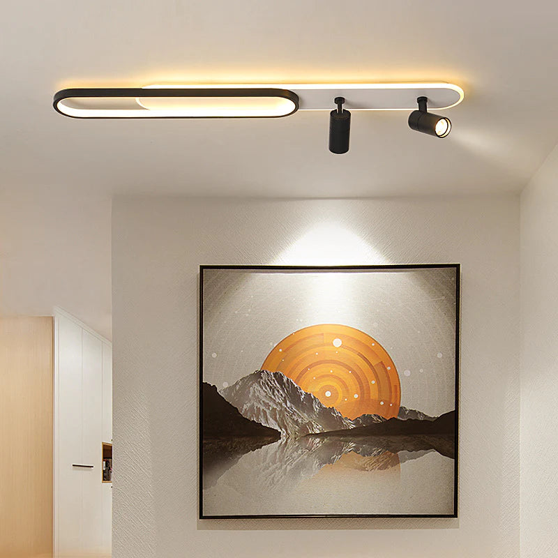 Lustra LED Bastet 49W Lumina Rece/Calda/Neutra Proiector Reglabil Acril si Metal Alb si Negru