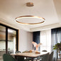 Lustra LED suspendata ANINA 33W, 1 Cerc, lumina Rece/Calda/Neutra, Dimabila, Auriu Lucios Alb, Inaltime Reglabila