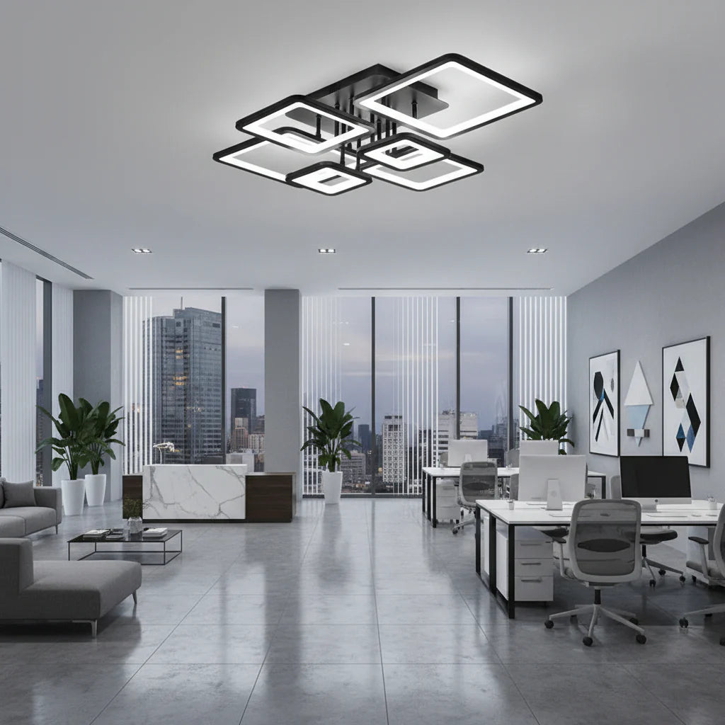 Lustra LED Mira cu Telecomanda, 114W, Dimabila, Negru