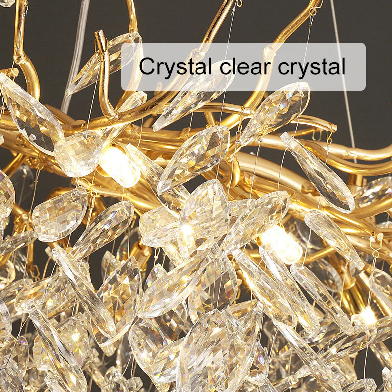 Candelabru Cristal WALTZ Rhapsody, 12x G9, Auriu, 80cm, Inaltime Reglabila