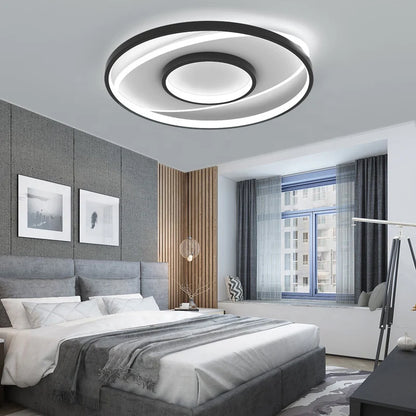 Lustra LED cu telecomanda FIGURATO, 120W, 3 Cercuri, lumina Rece/Calda/Neutra, Dimabila, Negru