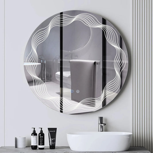 Oglinda LED Rotunda 60cm Flusso Touch Sistem Dezaburire Dimabila