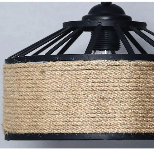 Lustra Vintage LV300/300BK, 1xE27, Rustic Barn, Sfoara si Metal, 150cm, Negru