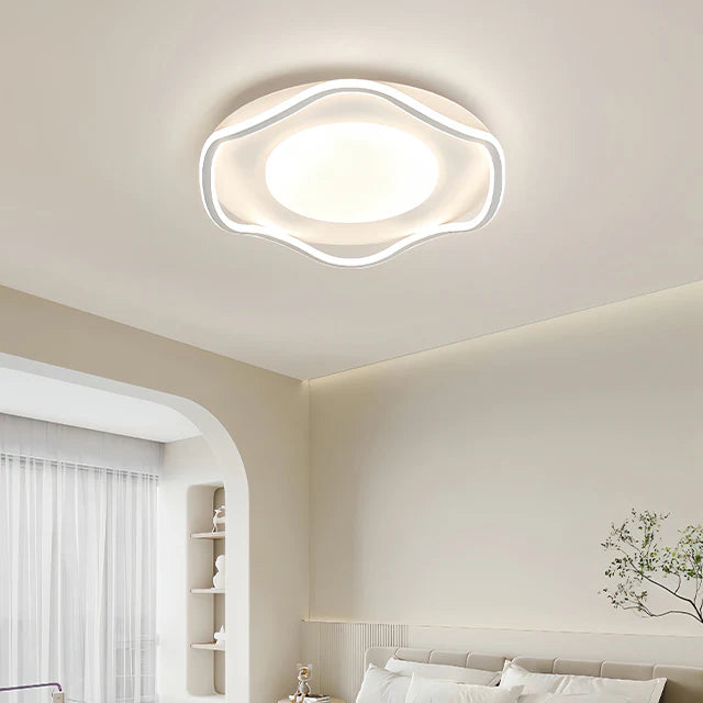 Lustra LED cu telecomanda MODERNO 75W, 2 Cercuri, lumina Rece/Calda/Neutra, Dimabila, Alb