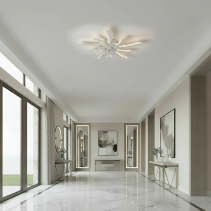 Lustra LED Ventilator VIRTULA cu Telecomanda, 29W, D77cm, Lumina Rece/Neutra/Calda, Metal si Plastic, Alb