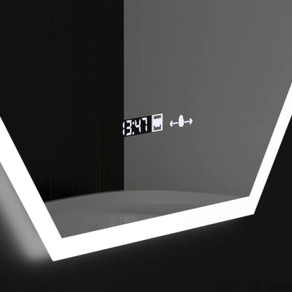 Oglinda LED Poligon, 60X80cm, Hexaluce Senzor MotionGlow Marcello, Sistem Dezaburire, Ceas & Termometru, Dimabila