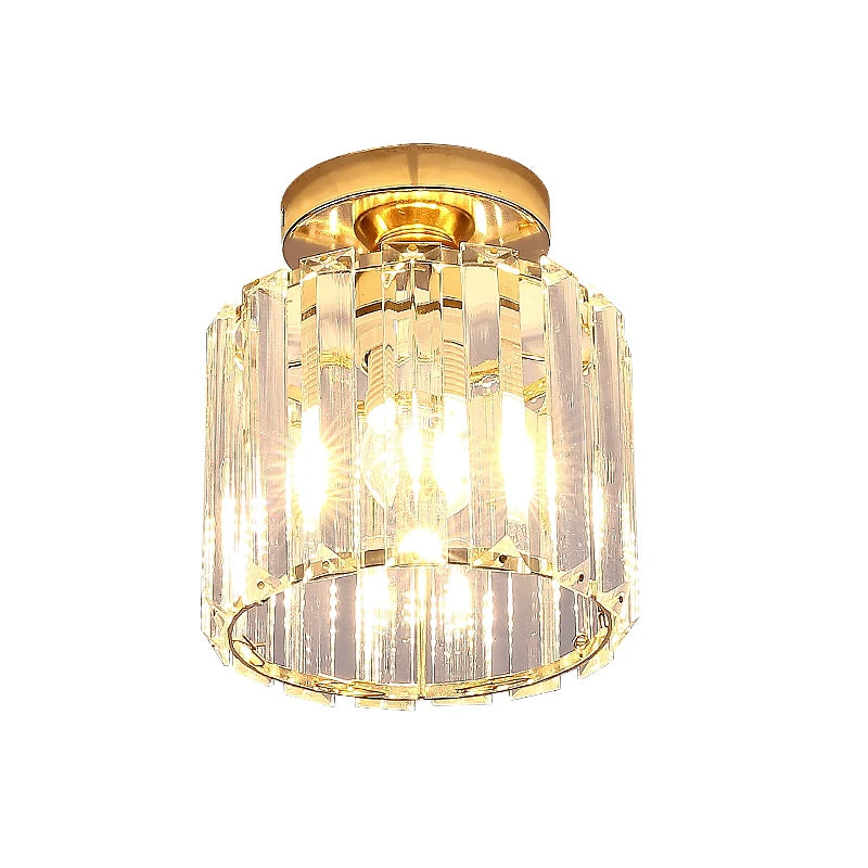 Lustra Clasica Georgiana LC110GD, 1xE27, Diametru 12 cm, Inaltime 17 cm, Auriu, Cristal, Fier, Becuri Neincluse